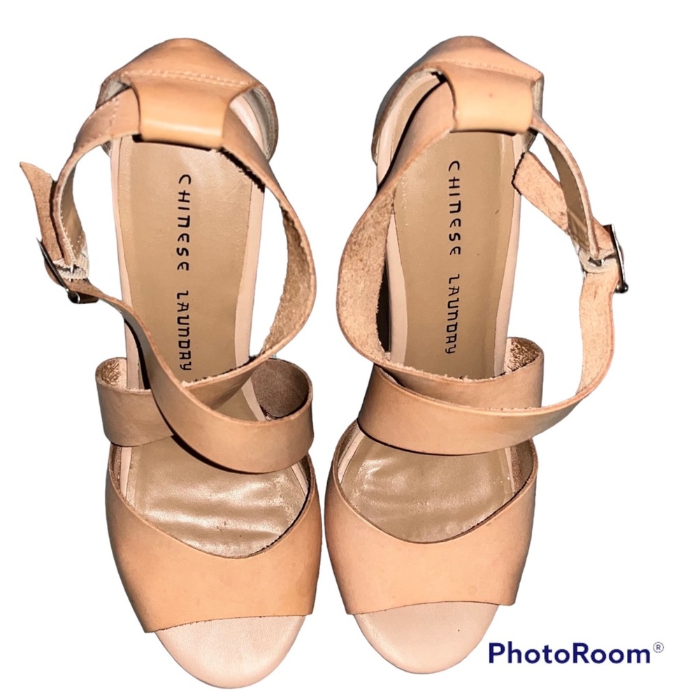 Chinese Laundry Tan Leather Java Platform Wedge S… - image 3